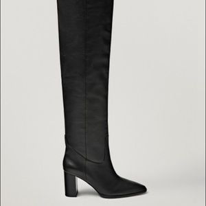 NWT. Massimo Dutti Black Leather Boots. Size 8.